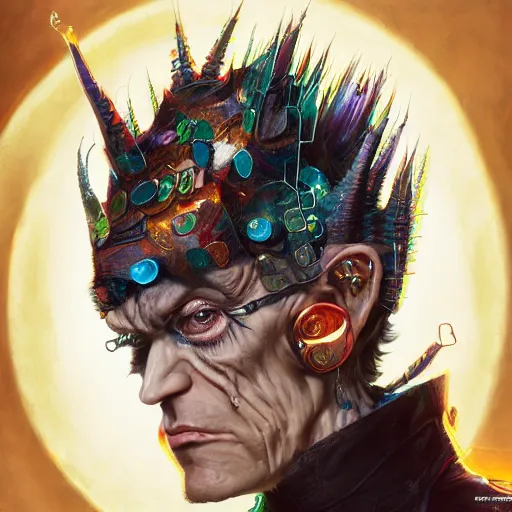 Image similar to a portrait of Murdoc Niccals from Gorlliaz wearing a cool jacket with gems imbedded into it by alex gray and android jones , Karol Bak, Ayami Kojima, Amano , concept art, character design, fantasy,3D, 8k resolution