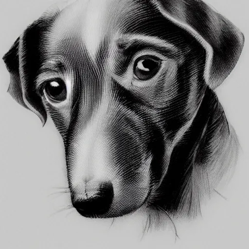 Image similar to very quick simple black and white line sketch of a cute dachshund