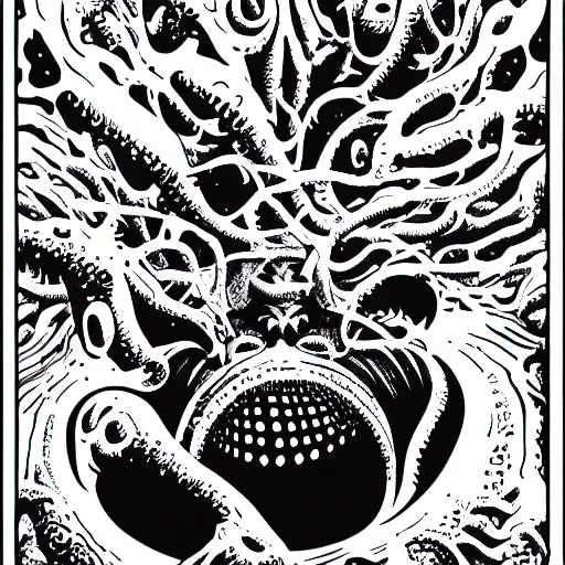 Image similar to vector art of a shoggoth by brian bolland