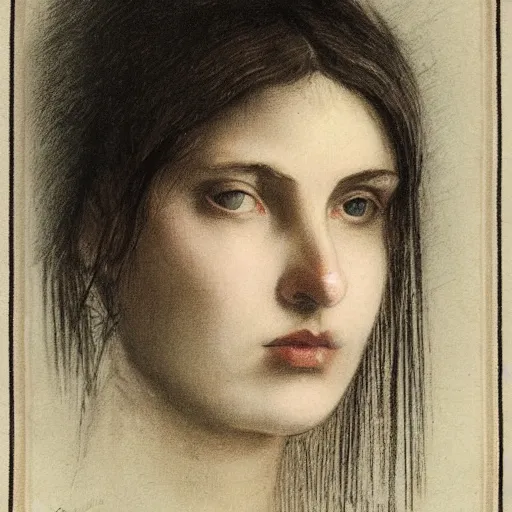 Image similar to portrait of a melancholic lady, by levy - dhurmer