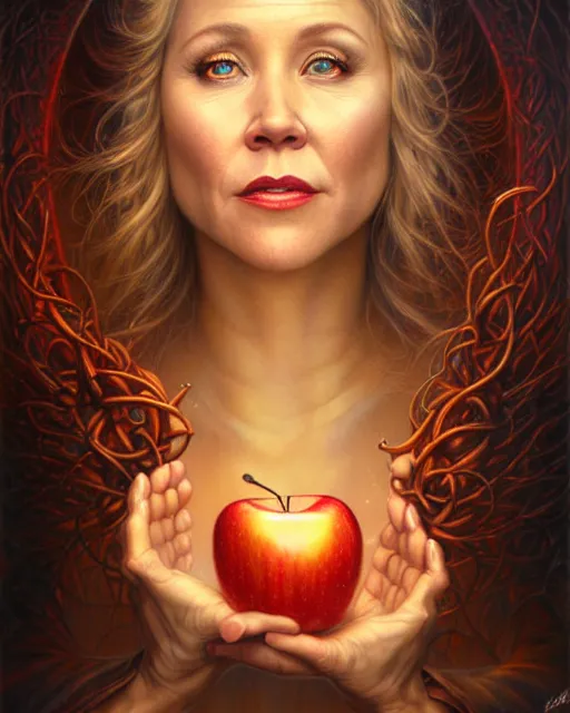 Image similar to detailed portrait of christina applegate apple!! gate! by tomasz alen kopera and peter mohrbacher and johanna martine! and margaret keane! coherent luminescent