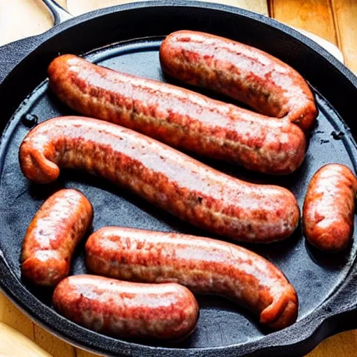 Image similar to dachshund cooking some sausages on a pan