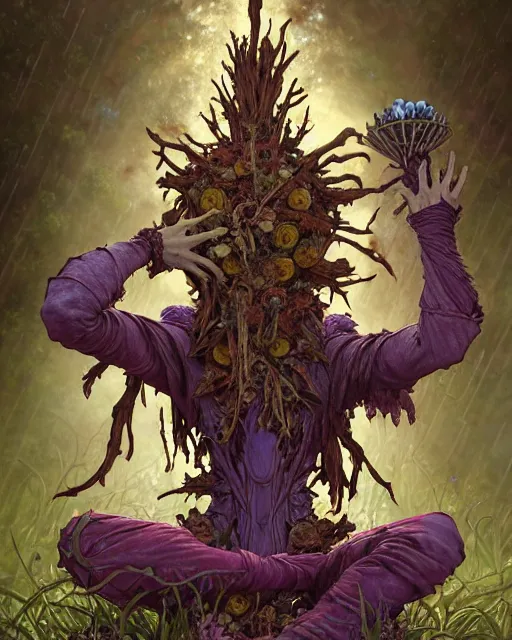 Image similar to the platonic ideal of flowers, rotting, insects and praying of cletus kasady carnage thanos davinci nazgul wild hunt chtulu mandala ponyo heavy rain bioshock, d & d, fantasy, ego death, decay, dmt, psilocybin, concept art by randy vargas and greg rutkowski and ruan jia and alphonse mucha