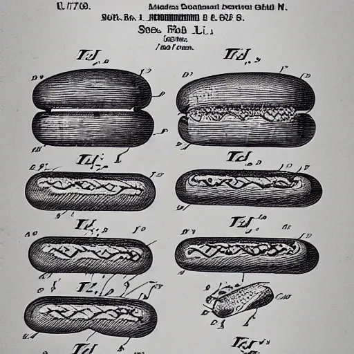 Prompt: us patent for the hotdog