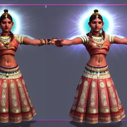 Image similar to a beautiful indian athletic slim female has a halo floating over her head like she was a holy person, the halo was made by a jeweler with gold with intricate details, unreal engine 5