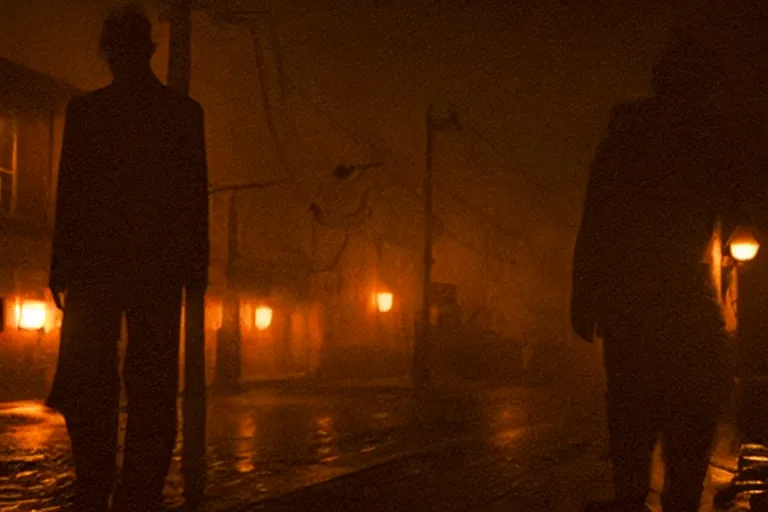 Prompt: film still of innsmouth, cinematic, moody, gritty neon noir by emmanuel lubezki