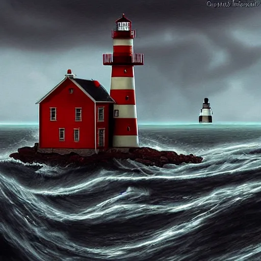 Image similar to lighthouse in the middle of a storm!! sci - fi, highly detailed, digital painting