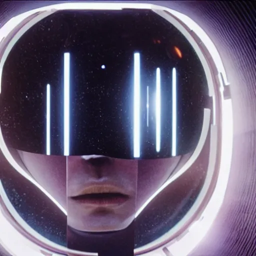 Prompt: movie stills of a remake of the movie 2001: a Space Odyssey, made in 2018 by Denis Villeneuve