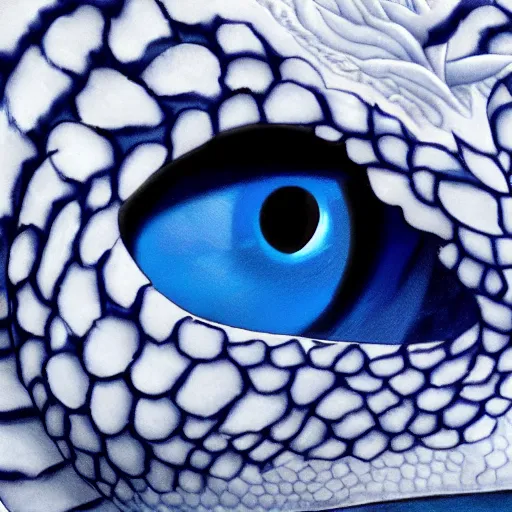 Prompt: blue eyes white dragon