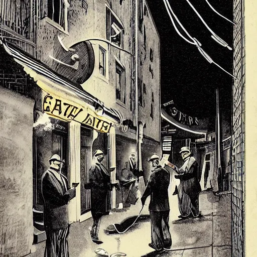 Image similar to fat rats gambling with a single light overhead, down a dark alleyway, smoking, roaring 2 0 s