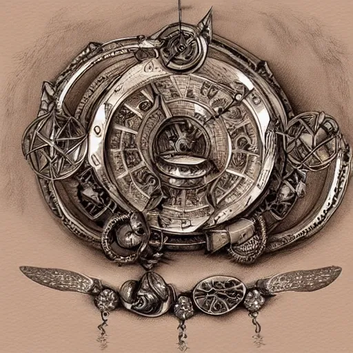 Prompt: illustration, highly detailed, digital painting, concept art, armillary rings jewelry