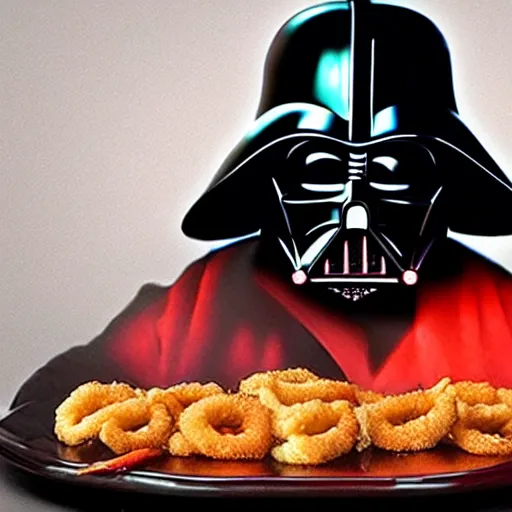 Image similar to darth vader eating a shrimp