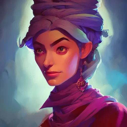 Image similar to portrait of a beautiful woman, maya ali mage, gloomhaven, dynamic lighting, gaudy colors, octane render aesthetic, matte painting concept art, official fanart behance hd artstation by jesper ejsing, by rhads and makoto shinkai and lois van baarle and ilya kuvshinov and rossdraws