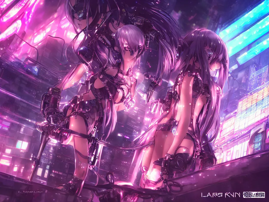 Image similar to anime key visual futuristic cyber warrior girl, on cyberpunk neon light tokyo rooftop, ssci - fi and fantasy, intricate and very beautiful, highly detailed and digital painting, concept art, smooth, illustration, art by l taekwon kim / a - rang style, luxearte and rossdraws and liya nikorov and rongzhen luo