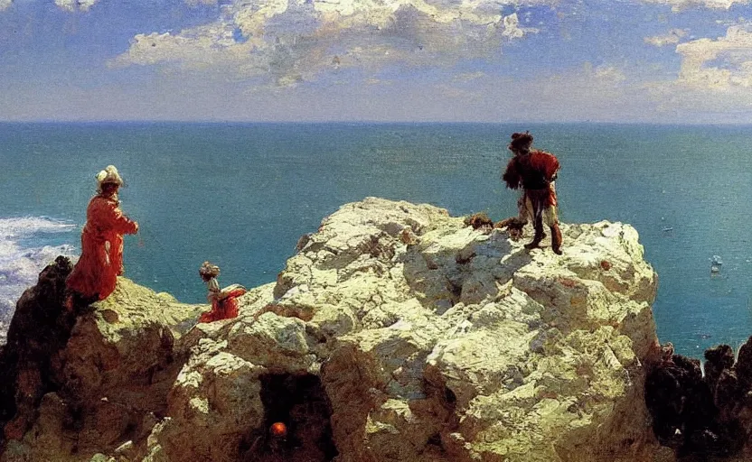 Image similar to high quality high detail painting by ilya repin, hanging from the edge of the cliff, hd