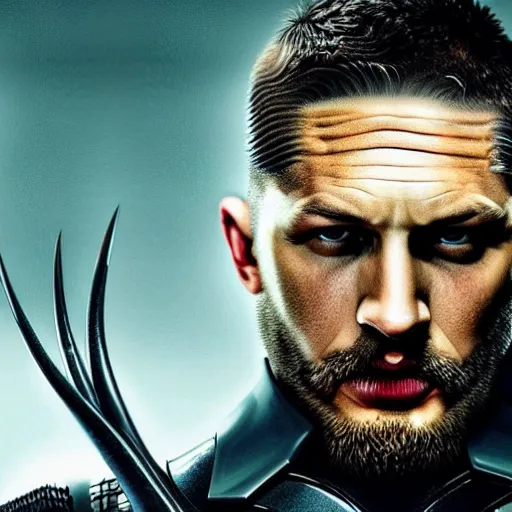 Image similar to Tom Hardy in wolverine Suit 4K quality Photorealism