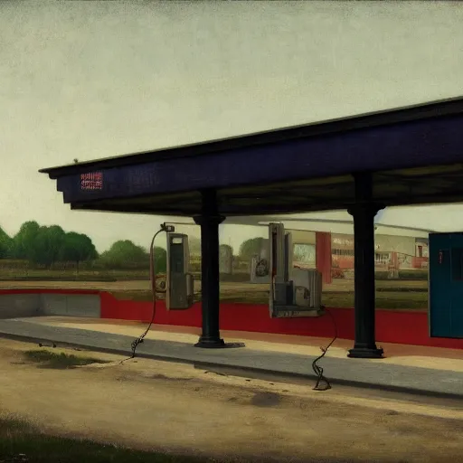 Prompt: a black unicorn in an abandoned gas station, daguerreotype by edward hopper, by henri rousseau, by Bosch, art noveau, highly detailed, strong lights, liminal, eerie, Bright pastel colors, octane render, 8k
