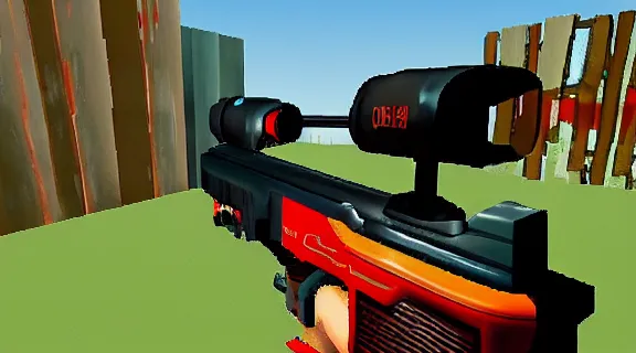 Image similar to og early fps shooter style homage 90s shooter early simple smg 2000s