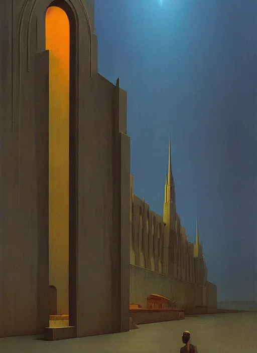 Image similar to propaganda cathedral Edward Hopper and James Gilleard, Zdzislaw Beksinski, highly detailed