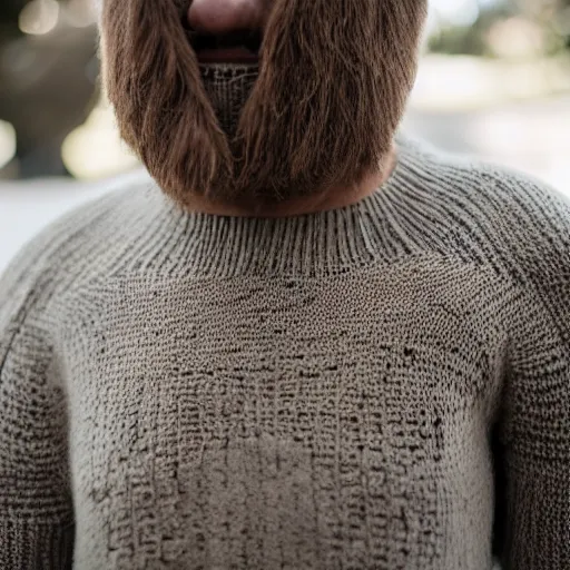 Prompt: human lamb hybrid wearing a sweater, upper body shot, canon eos r 3, f / 1. 4, iso 2 0 0, 1 / 1 6 0 s, 8 k, raw, unedited, symmetrical balance, in - frame