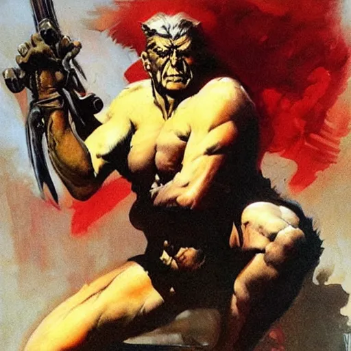 Prompt: art by frank frazetta