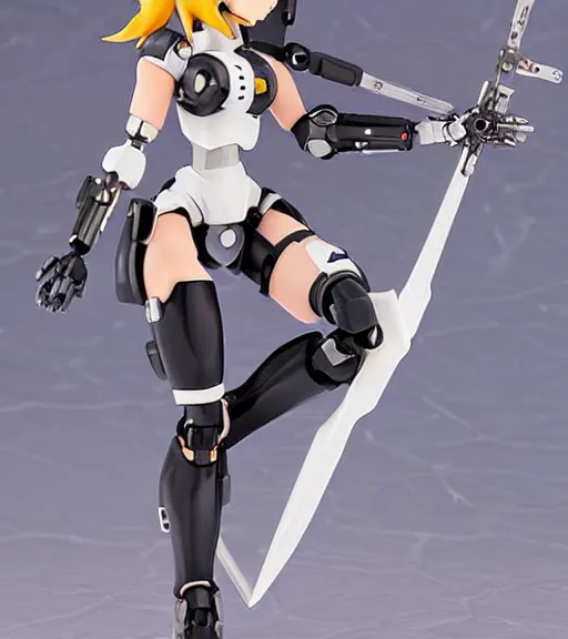 Image similar to Girl in mecha cyber Armor, portrait of the action figure of a girl, with bare legs，in the style of Kotobukiya ，anime figure