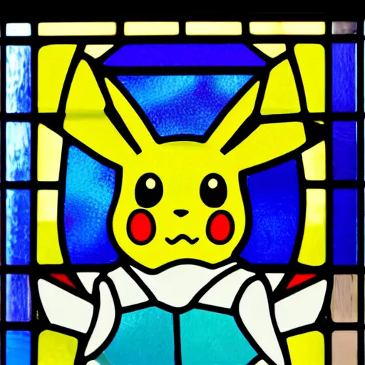 a stained glass Pikachu, Stable Diffusion