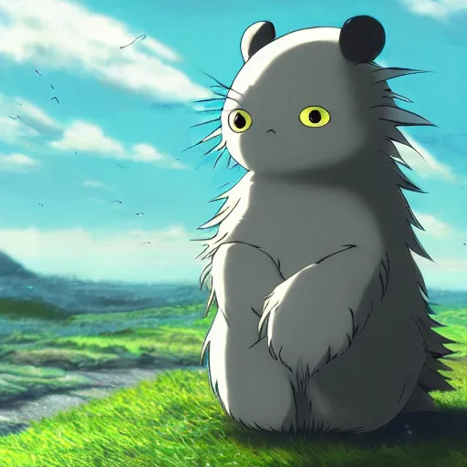 Image similar to cute creature made by Hayao Miyazaki in high quality detailed, 8k, smooth, sharp focus, beautiful scene, ghibli, wonderful, anime art , cinematic