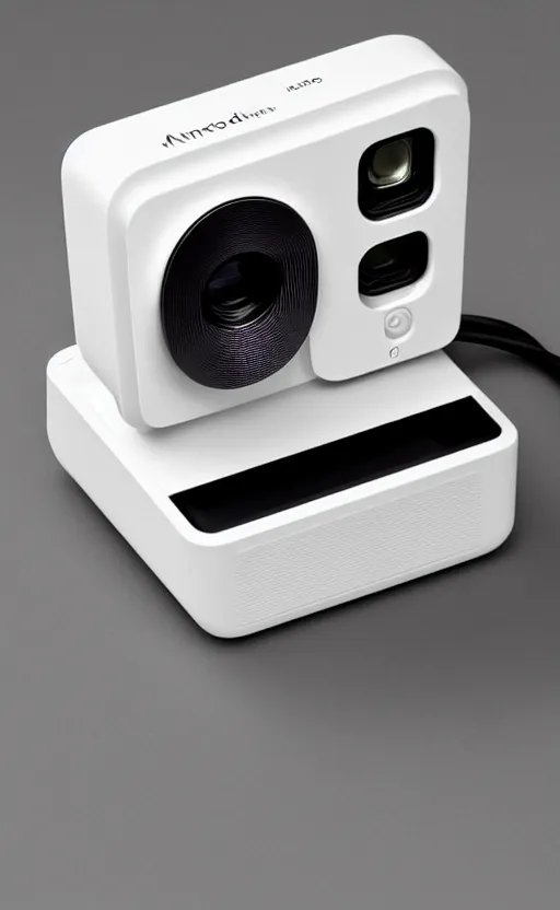 Prompt: a stylish electric polaroid camera ; designed by marc newsom, zaha hadid, blonde, joseph and joseph, dieter rams ; natural materials ; industrial design ; behance ; le manoosh ; pinterest ; if design award ; reddot design award