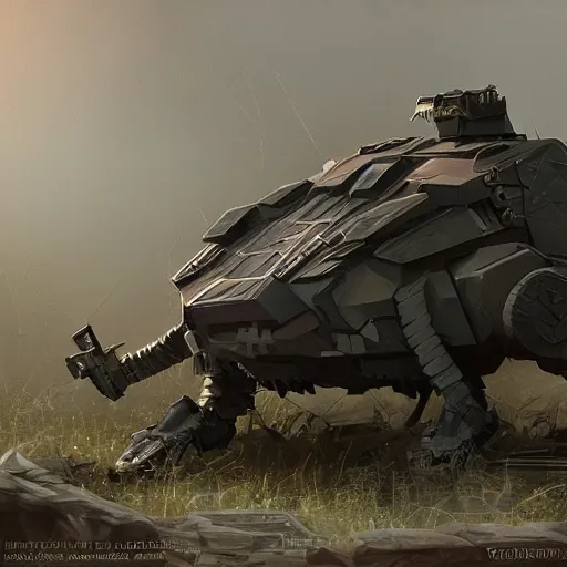 Image similar to armored robotic panther, matte painting concept art by jama jurabaev and by vitaly bulgarov