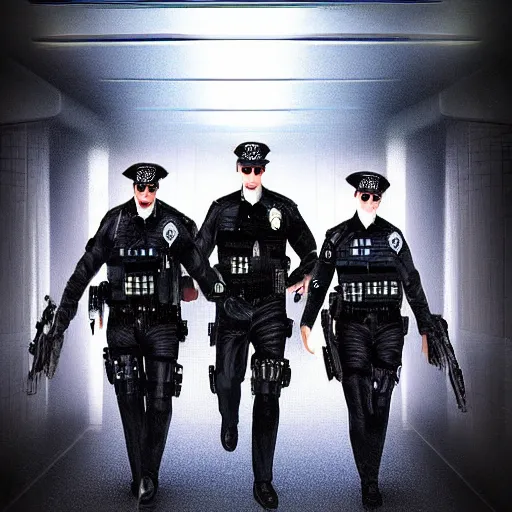 Image similar to metrocops in matrix, digital art, high quality render