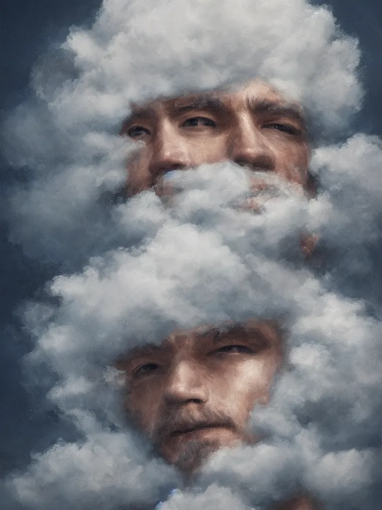 Prompt: portrait of a cloud man, detailed painting, hd, hq, high resolution, high detail, 4 k, 8 k