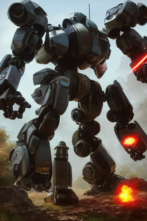 Image similar to mechwarrior 5 : mercenaries mech megaman transformer robot boss tank engine game octane render, 4 k, hd 2 0 2 2 3 d cgi rtx hdr style chrome reflexion glow fanart, global illumination ray tracing hdr fanart arstation by ian pesty by jesper ejsing pixar and disney unreal zbrush central hardmesh