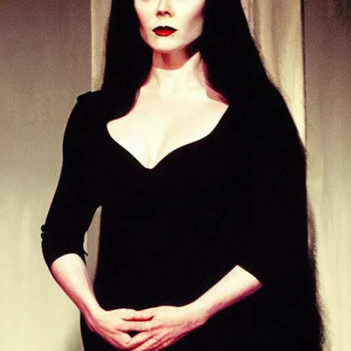 Image similar to amy adams as morticia addams