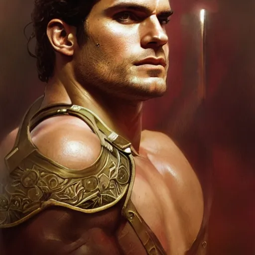 Prompt: henry cavill as a greek gladiator, gorgeous, amazing, muscular, intricate, highly detailed, digital painting, artstation, concept art, sharp focus, illustration, art by greg rutkowski and alphonse mucha