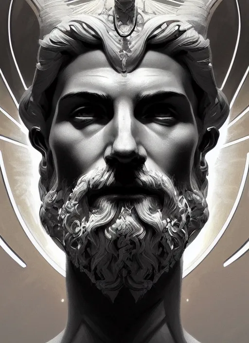 Image similar to symmetry!! portrait of god zeus, mithology, intricate, highly detailed, dynamic lighting, digital art, digital painting, artstation, wlop, sharp focus, illustration, art by artgerm and greg rutkowski and alphonse mucha, 8 k