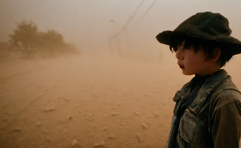 Image similar to cinestill 5 0 d candid photographic portrait by helen levitt of pikachu on a desolate plain, extreme closeup, modern cyberpunk moody emotional cinematic, dust storm, 8 k, hd, high resolution, 3 5 mm, f / 3 2, ultra realistic faces, ex machina