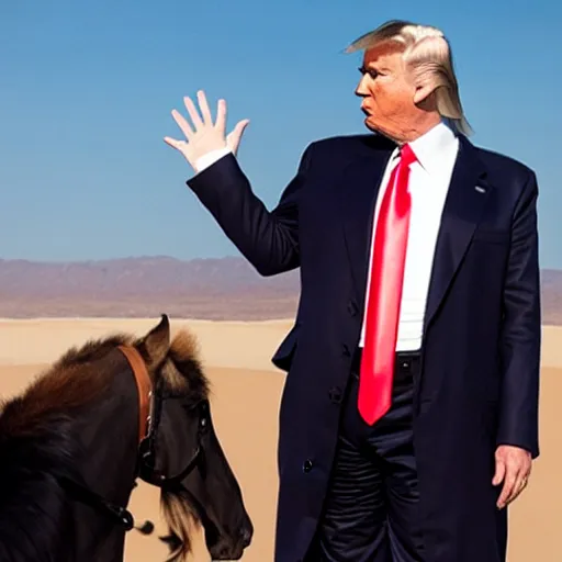 Prompt: photo of donald trump in sahara