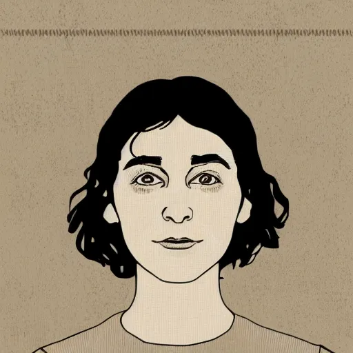 Prompt: portrait of young amélie poulain, vector art, line art, engraving illustration