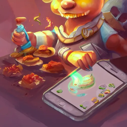 Image similar to cook, mobile game art, artstation
