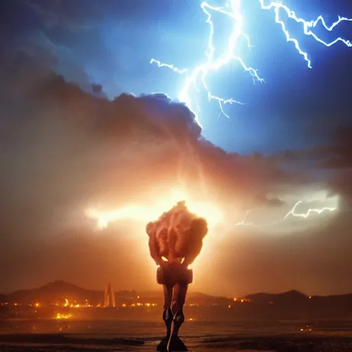 Prompt: massive fork standing up, lightning storm background, volumetric lighting, epic battle pose