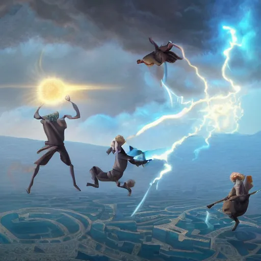 Image similar to isaac newton and leibniz fighting over calculus, detailed, centered, digital painting, artstation, concept art, in the style of a pixar film, breathtaking, 8 k resolution, extremely detailed, beautiful, establishing shot, artistic, hyperrealistic, octane render, cinematic lighting, dramatic lighting,