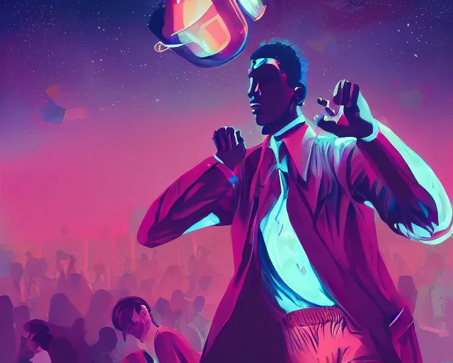 Image similar to a grime tale of the night fever, disco club of the occult, digital painting, artstation, ristan eaton, victo ngai, artgerm, rhads, ross draws, anime styled, hd, 4 k