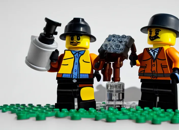 Image similar to product photo still of breaking bad video lego playset, 8 k, 1 2 0 mm macro, f 1. 8, studio lighting, key light