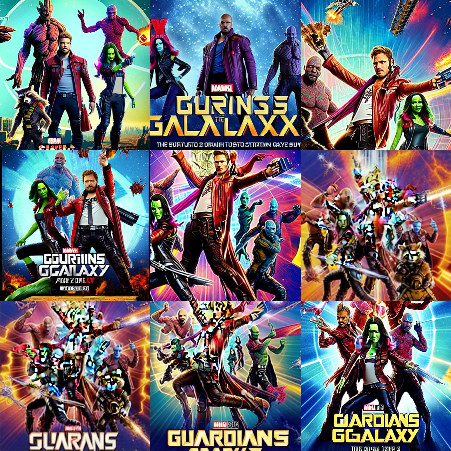Prompt: The Guardians of the Galaxy movie poster GTA style
