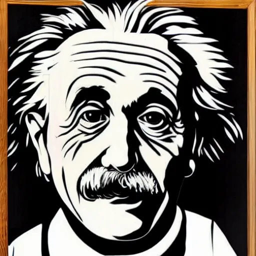 Prompt: portrait of einstein, mash - up between mc escher and vincent van gogh