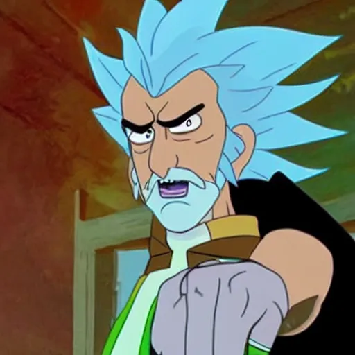 Prompt: Rick Sanchez, scene from avatar the last airbender