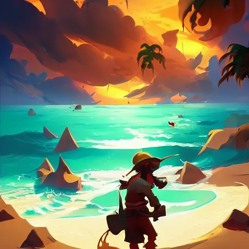 Image similar to painting treasure on sea of thieves game smooth median photoshop filter cutout vector, behance hd by jesper ejsing, by rhads, makoto shinkai and lois van baarle, ilya kuvshinov, rossdraws global illumination