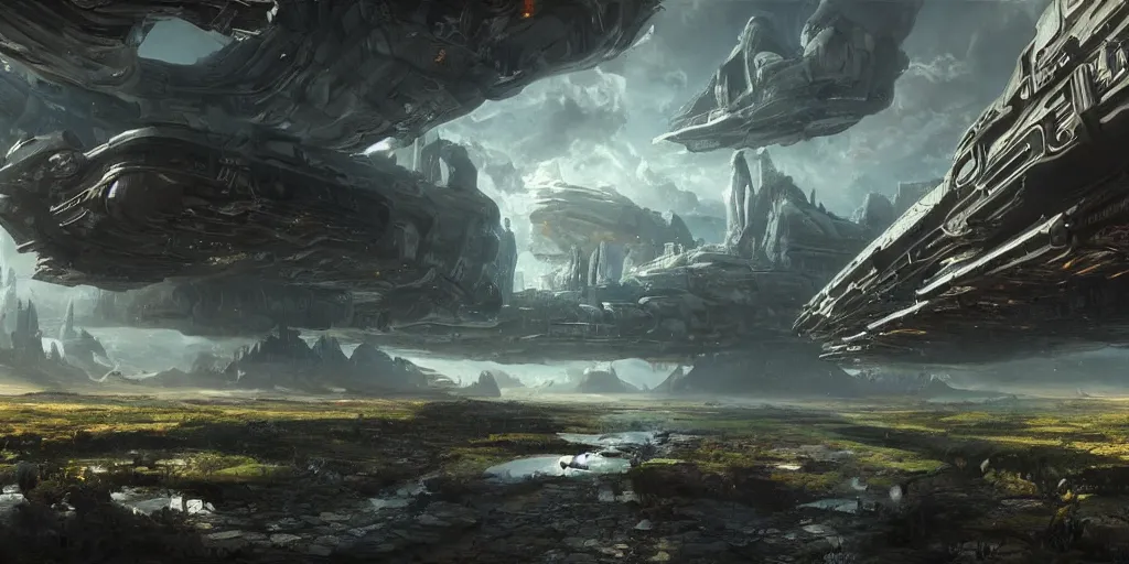 Prompt: a beautiful painting of an elaborate sci - fi vista painted by bosch, detailed, unreal engine, epic, archvis