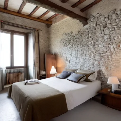 Prompt: the interior of a bedroom in italy